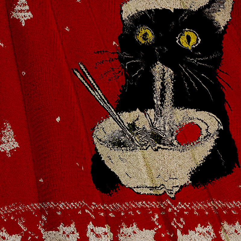 Funny Taking a Cat to Eat Ramen Christmas Ugly Sweatshirt
