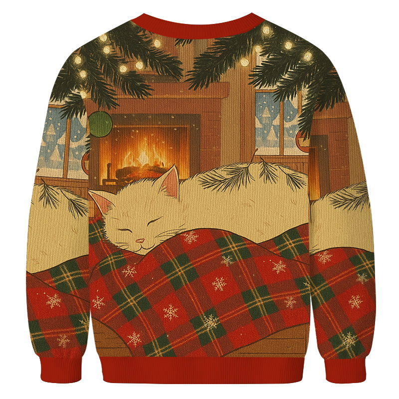 Napping Cat Christmas Ugly Sweatshirt