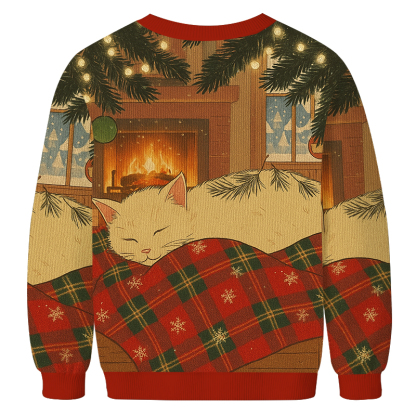 Napping Cat Christmas Ugly Sweatshirt