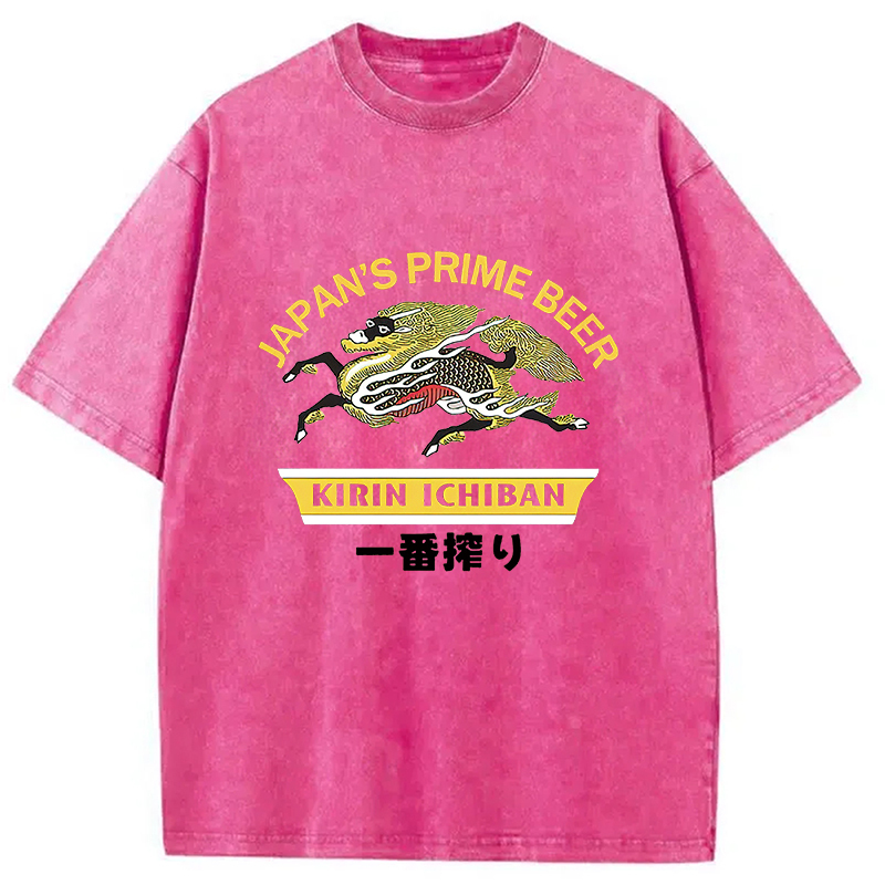 Kirin Ichiban Beer Logo Japanese Washed T-Shirt