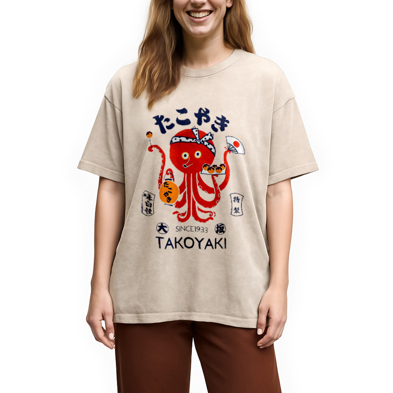 Tokoyaki Octopus Japanese Washed T-Shirt
