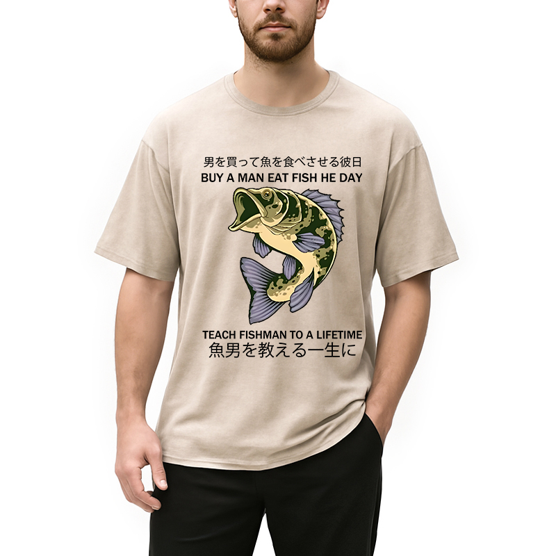 Teach A Man To Fish Washed T-Shirt