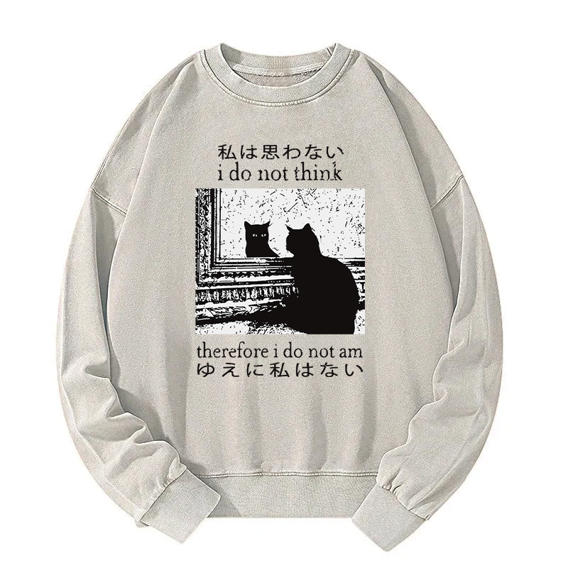 Thinking Cat Washed Sweatshirt