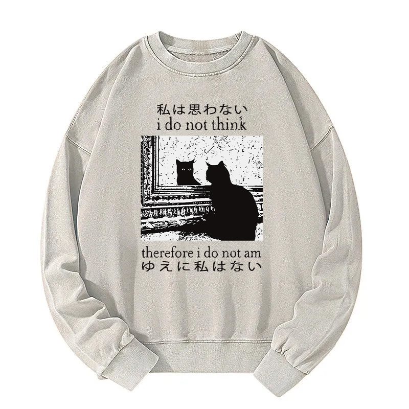 Thinking Cat Washed Sweatshirt