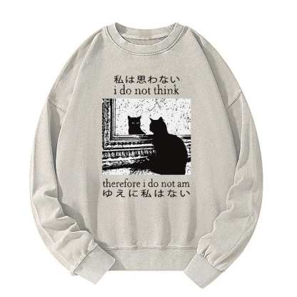 Thinking Cat Washed Sweatshirt