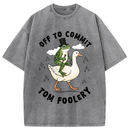 Frog Riding Goose Funny Sarcastic Meme Washed T-Shirt