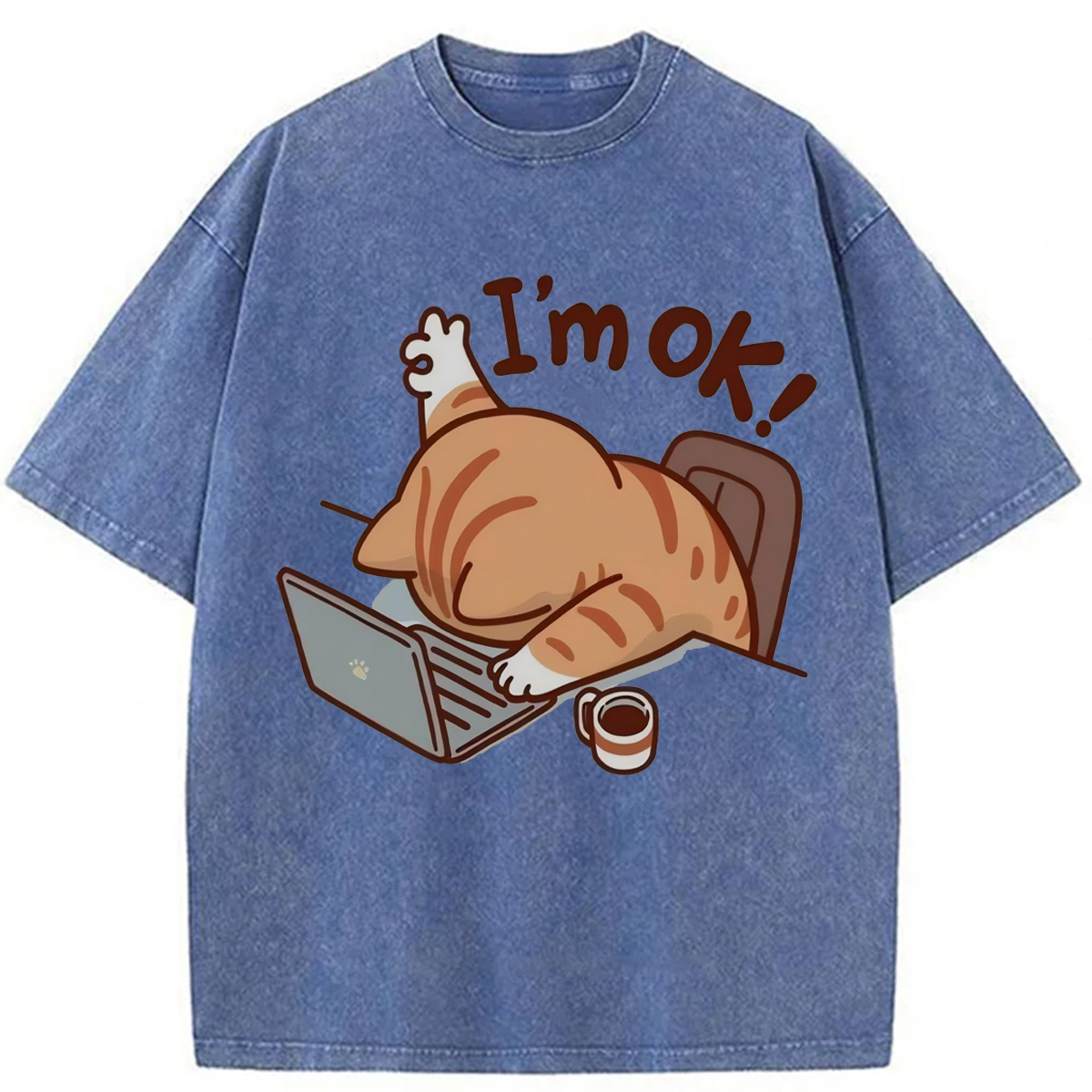 Tokyoviva Funny Cat I'm Ok Washed T-shirt