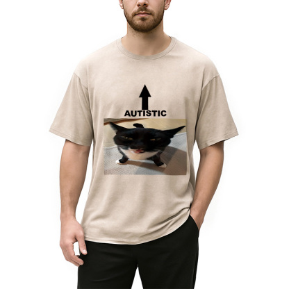 Autistic Cat Washed T-Shirt