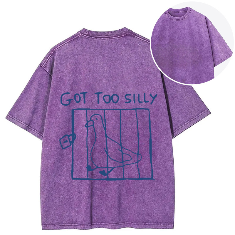 Got Too Silly Meme Back Washed T-Shirt
