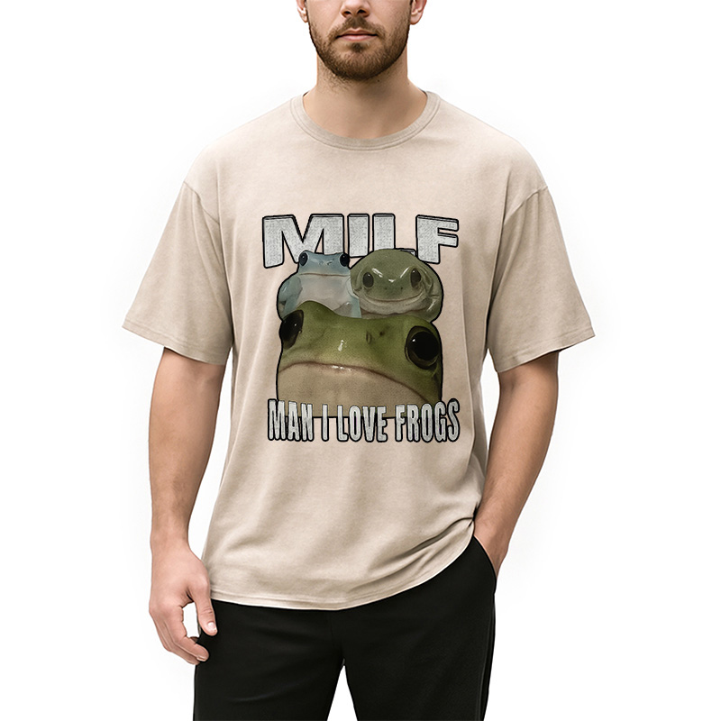 Man I Love Frogs Washed T-Shirt