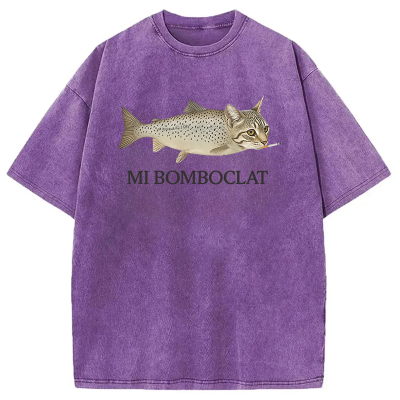 Bomboclat Fish Cat Meme Washed T-Shirt
