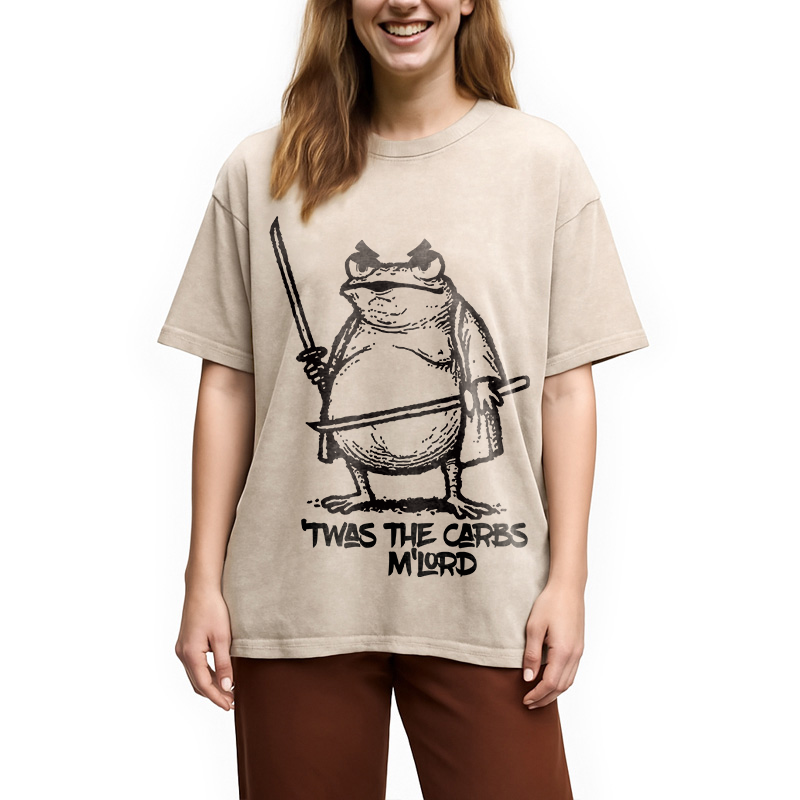 Fat Samurai Frog Washed T-Shirt