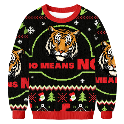 Baddiecat No Means No Christmas Ugly Sweatshirt
