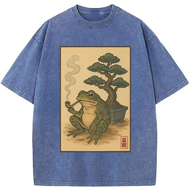 Japanese Frog & Bonsai Washed T-Shirt