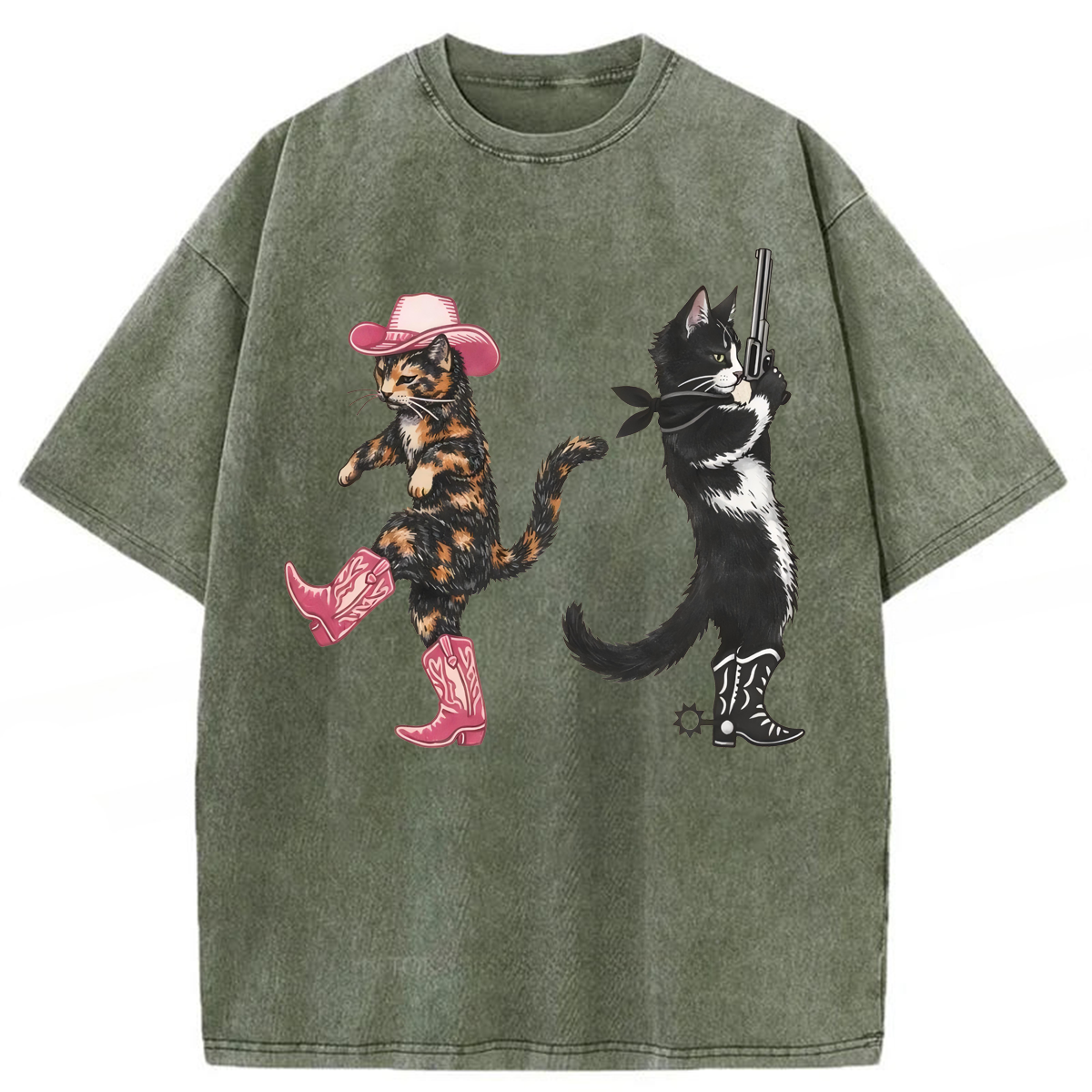 Tokyoviva Western Cats Cowgirl Washed T-shirt