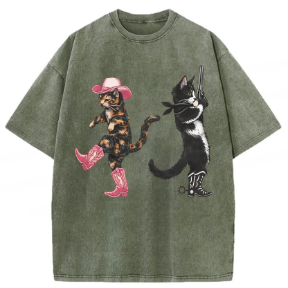 Tokyoviva Western Cats Cowgirl Washed T-shirt