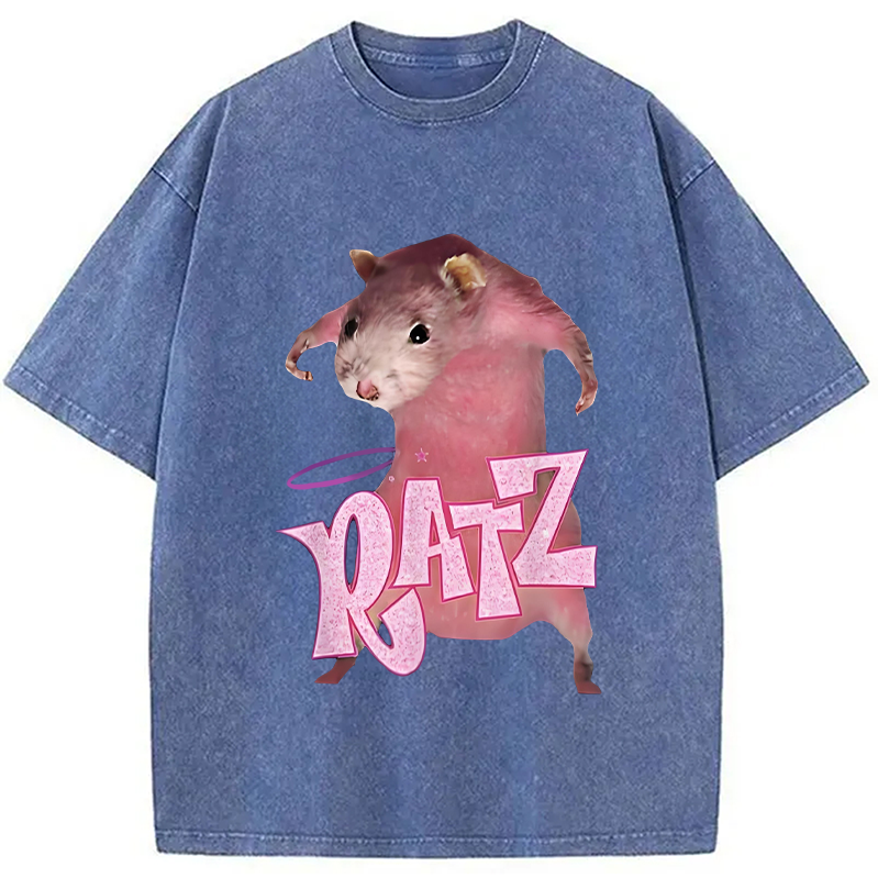Funny Ratt Pink RATZ Washed T-Shirt