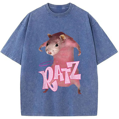 Funny Ratt Pink RATZ Washed T-Shirt