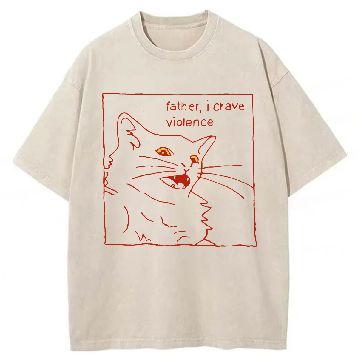 Tokyoviva Father I Crave Violence Cat Washed T-shirt