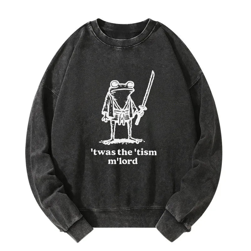 Focused Samurai Frog Washed Sweatshirt