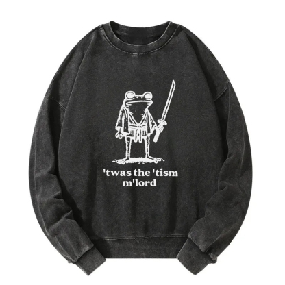 Focused Samurai Frog Washed Sweatshirt