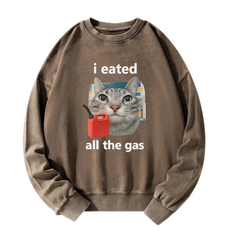 I Eated All The Gas Cat Funny Washed Sweatshirt