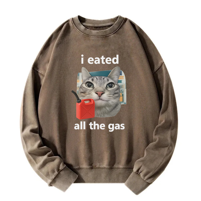 I Eated All The Gas Cat Funny Washed Sweatshirt