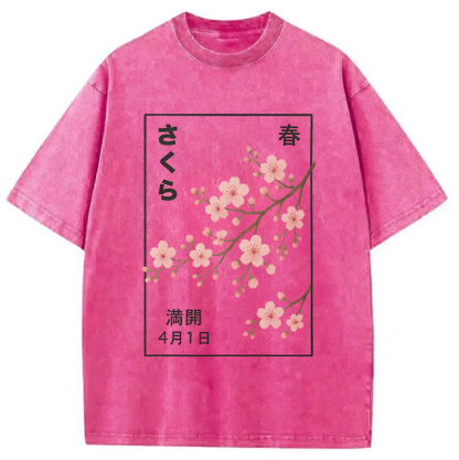 Cherry Blossom Spring Full Washed T-Shirt