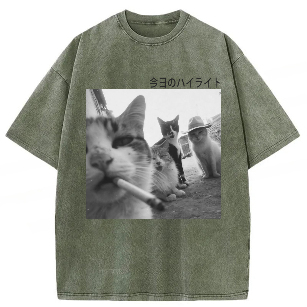 Tokyoviva Wonderful Moments Cats Washed T-shirt