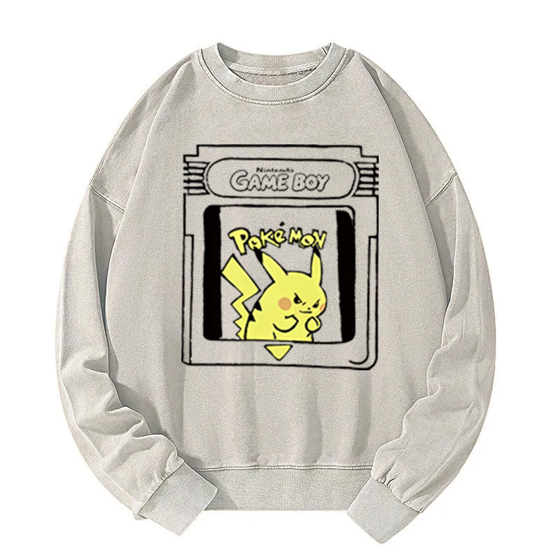 Casual Washed Pikachu Washed Sweatshirt