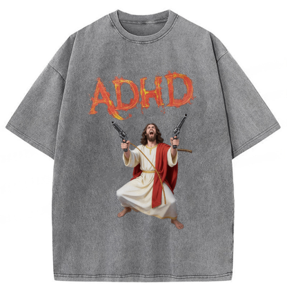 Tokyoviva Jesus Adhd Funny Washed T-Shirt
