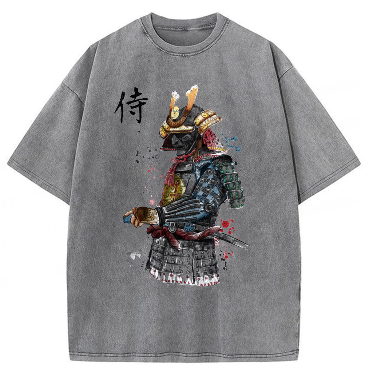 Tokyoviva Samurai Watercolor Washed T-shirt
