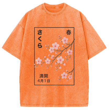 Cherry Blossom Spring Full Washed T-Shirt