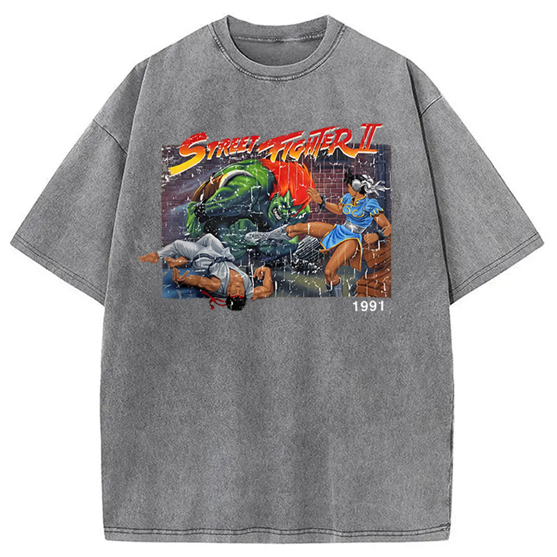 Street Fighter Retro Game Vintage Washed T-Shirt