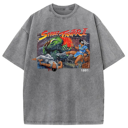 Street Fighter Retro Game Vintage Washed T-Shirt