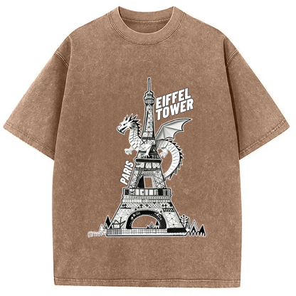 Dragon Eiffel Tower Washed T-Shirt