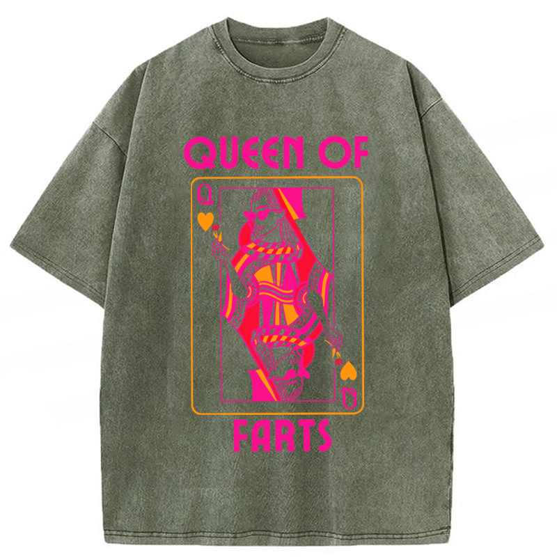 Tokyoviva Queen Of Farts Funny Washed T-shirt