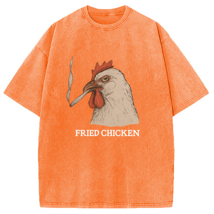 Fried Chicken 420 Smoking Meme Washed T-Shirt