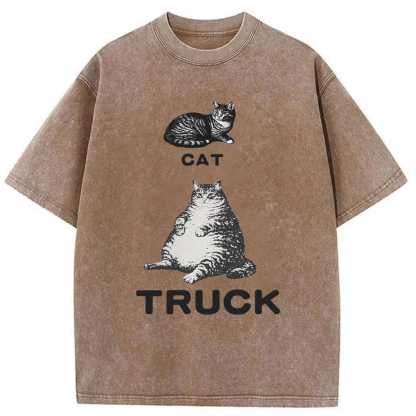 Tokyoviva Funny Cat Truck Washed T-shirt