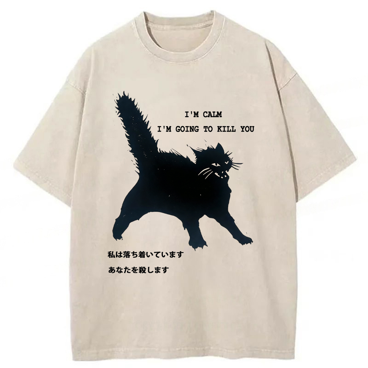 Tokyoviva Calmly Hate Cats Washed T-shirt