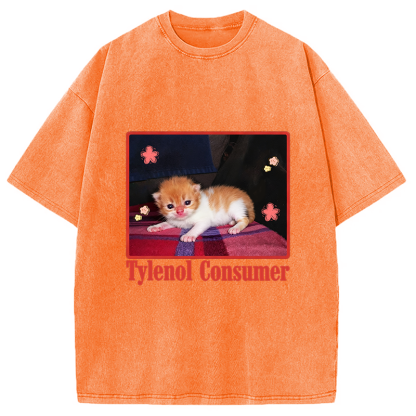 Tylenol Cat Meme Washed T-Shirt