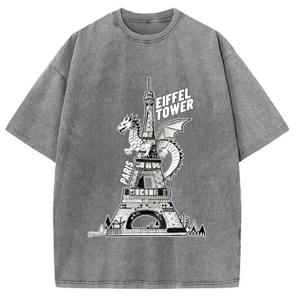 Dragon Eiffel Tower Washed T-Shirt