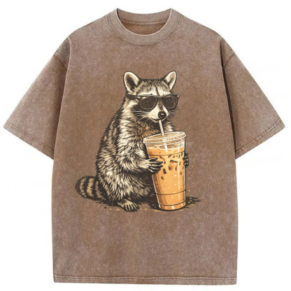 Tokyoviva Raccoon Iced Coffee Washed T-shirt