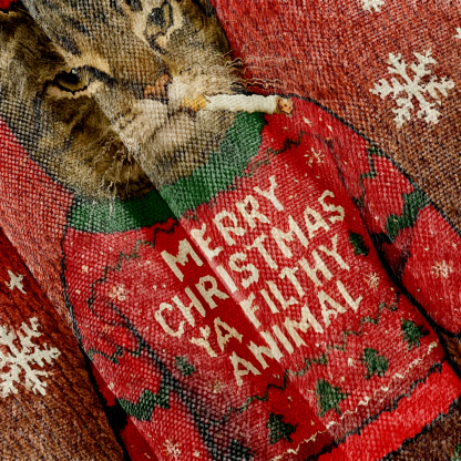 Funny Christmas Smoking Cat Ugly Sweatshirt
