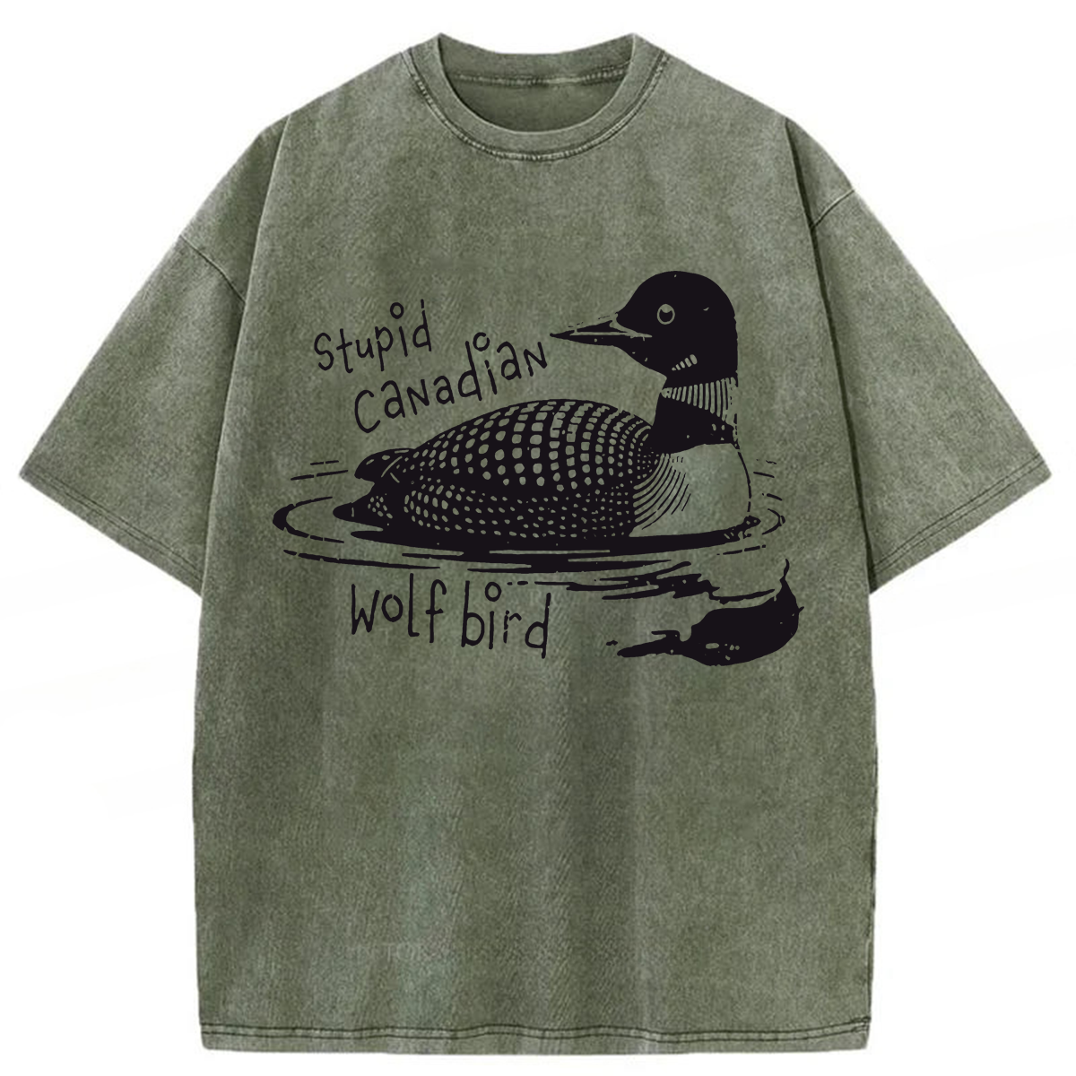 Tokyoviva Stupid Canadian Wolf Bird Washed T-shirt