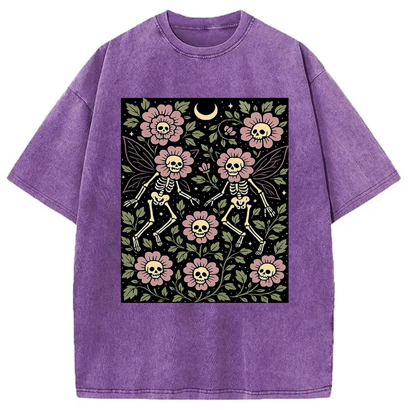 Skeleton Fairy Grunge Washed T-Shirt