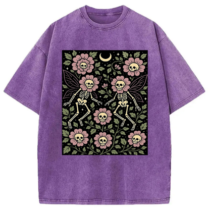 Skeleton Fairy Grunge Washed T-Shirt
