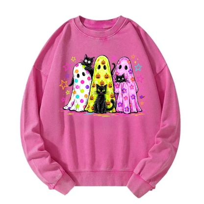Tokyoviva Preppy Ghost and Cat Washed Sweatshirt