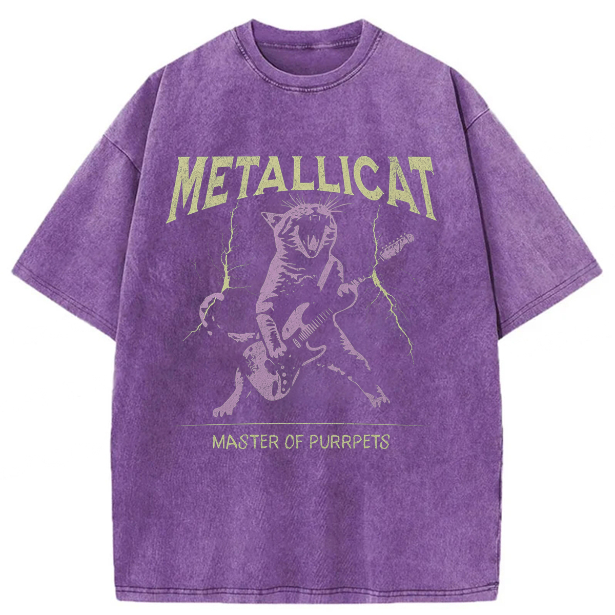 Tokyoviva Funny Guitar Cat Washed T-shirt