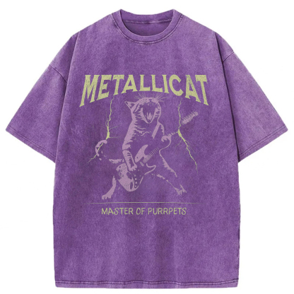 Tokyoviva Funny Guitar Cat Washed T-shirt